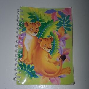 Spiral Notebook with Lion Cub Illustration - Bright Green